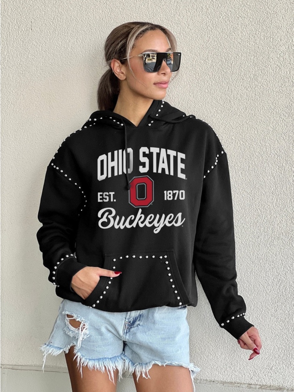 Ohio State Buckeyes Black Studded Hoodie